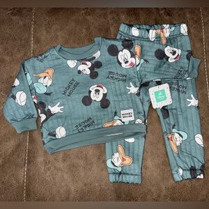Disney Baby Mickey Mouse Teal Sweat Set
